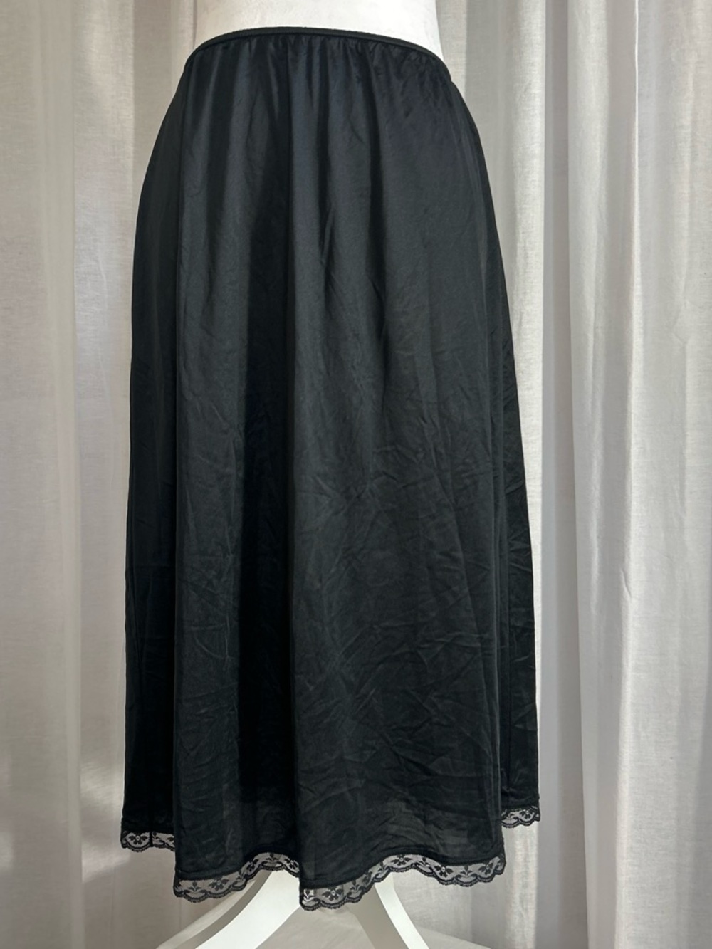 Black Lace Full Slip Skirt